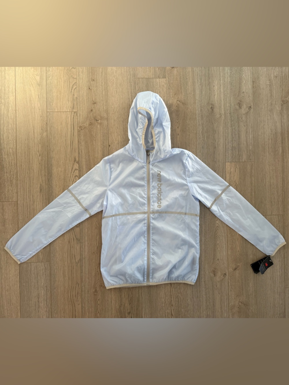 New Balance Lightweight Hooded Windbreaker Jacket Blue Size M
